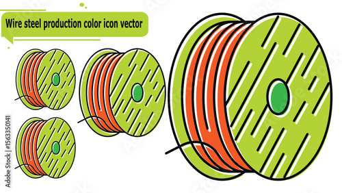  Wire steel production color icon vector