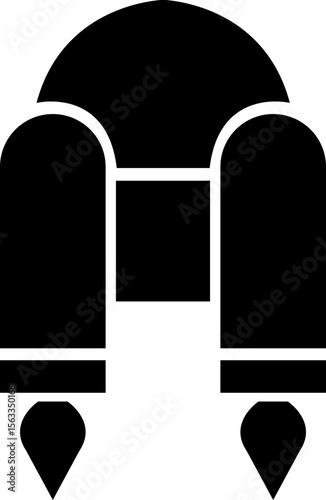 Jetpack flat icon. Vector from automation, high tech. Water sport activity on beach with jet backpack symbol. Air fly transportation booster illustration. Space craft futuristic propulsion device sign