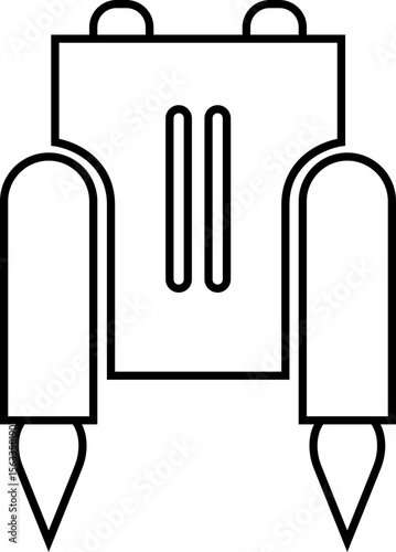 Jetpack line icon. Vector from automation, high tech. Water sport activity on beach with jet backpack symbol. Air fly transportation booster illustration. Space craft futuristic propulsion device sign