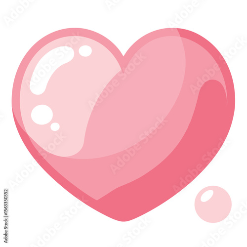 A shiny pink heart shape isolated on white background expresses love and affection