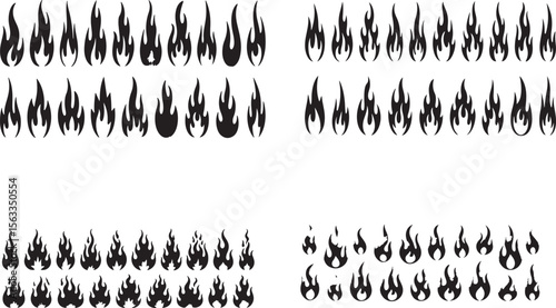 Fire Flame Silhouette Vector Pack - Assorted Design Elements