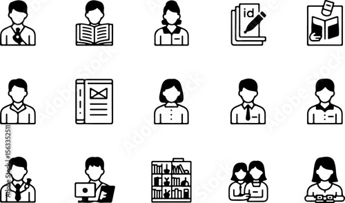 People reading writing studying and working person book
