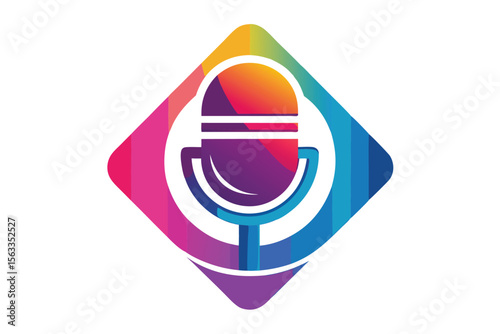 Vibrant Rainbow Podcast Microphone Logo Design Colorful Audio Branding