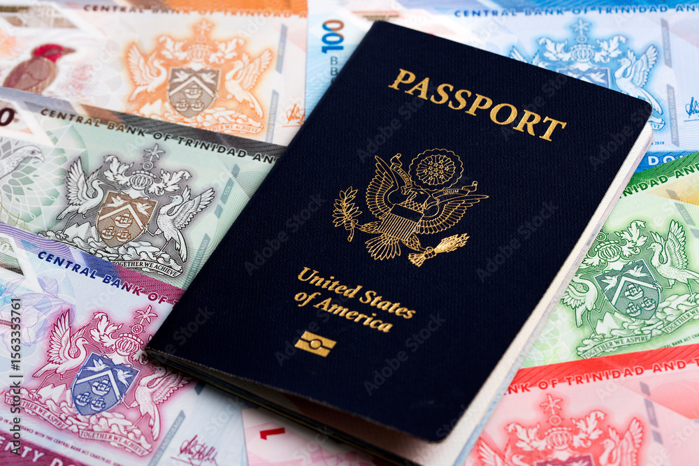 American passport on Trinidad and Tobago dollar American passport on Trinidad and Tobago dollar