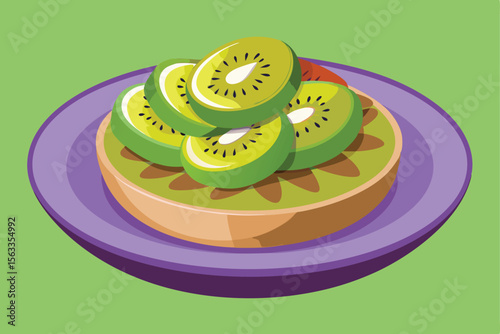 Delicious Kiwi Slices on a Waffle A Refreshing Breakfast Treat