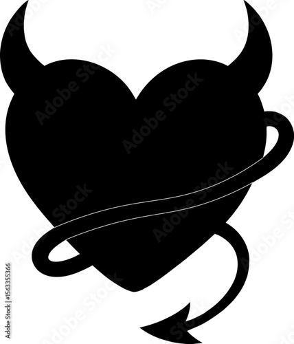Devilish Broken Heart silhuet Vector Illustration