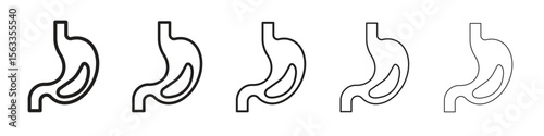 Stomach with Liquids icon symbol in thin line, Black outline and stroke style