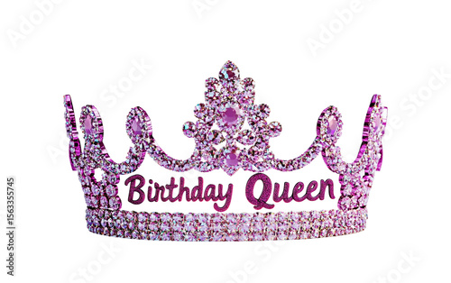 Elegant birthday celebration crown designed for the birthday queen with decorative sparkle isolated on transparent background PNG