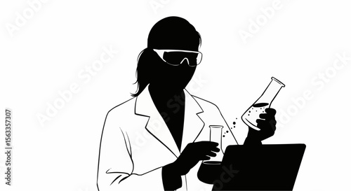 Scientist Silhouette Vector – Researcher, Lab Technician, and Science Professional Illustration

