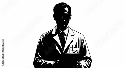Scientist Silhouette Vector – Researcher, Lab Technician, and Science Professional Illustration

