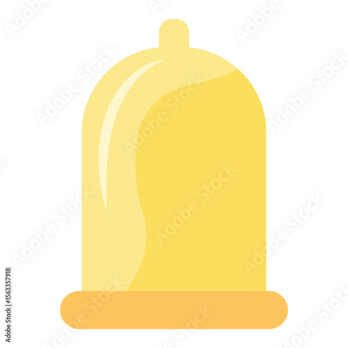 A yellow condom. Hand drawn vector image.
