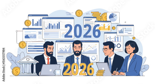 Future Financial Success: Business Team Planning Investment and Growth Strategies for the Year 2026