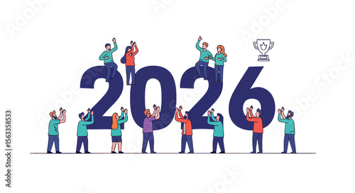 Optimistic Diverse Group of People Celebrating Collective Success and Future Achievements in 2026.