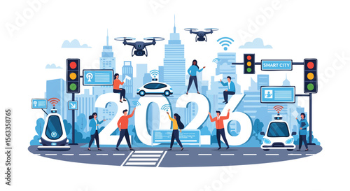 Intelligent Urban Living In 2026: People, Autonomous Vehicles, Drones And Digital Connectivity