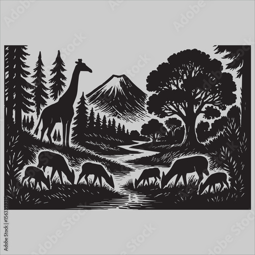 Deer in the Shadow of the Mountains

