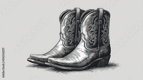Pair of artistic cowboy boots