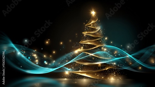 Elegant and luminous Christmas tree design against a dark background for festive cheer