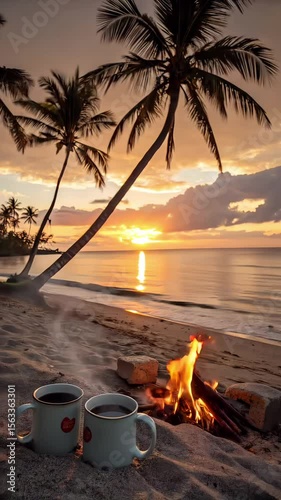 Drink coffee at the beach