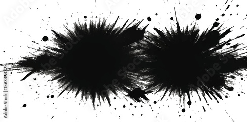 Black Ink Splashes and Grunge Blotter Spots – Vector Paint Splatter Texture Elements for Modern Graphic Design, Posters, and Web Use
