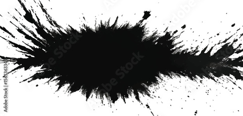 Black Ink Splashes and Grunge Blotter Spots – Vector Paint Splatter Texture Elements for Modern Graphic Design, Posters, and Web Use

