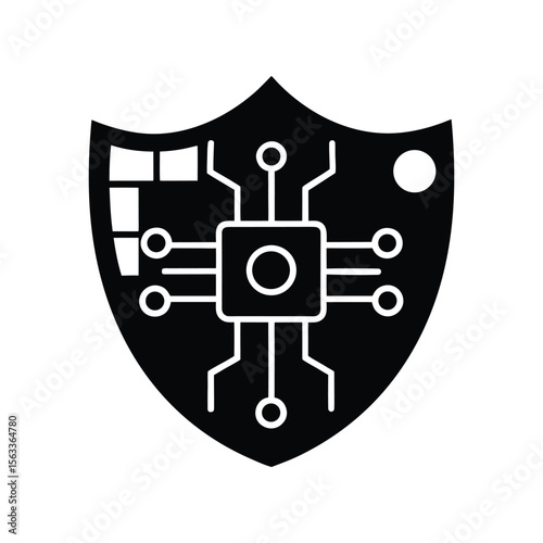 Cybersecurity Shield Digital Protection and Data Security Icon