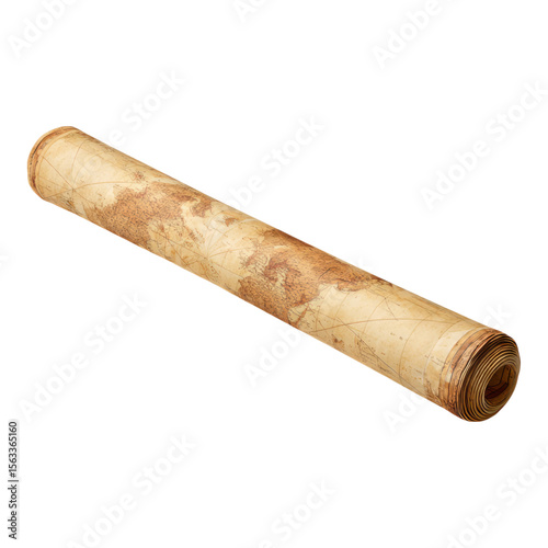 Vintage Scroll Map with Blank Transparent Background