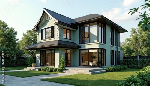 modern house with garden