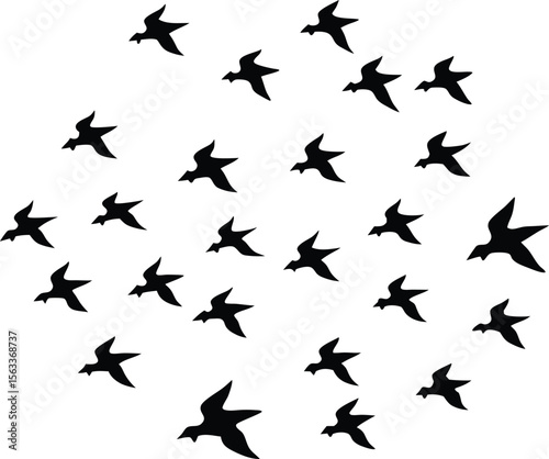 Silhouettes of airplanes flying in formation vector illustration