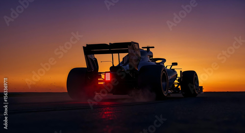 Formula 1 Car at Sunset