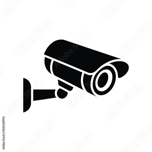 Black and white surveillance camera icon illustrating security and monitoring concept