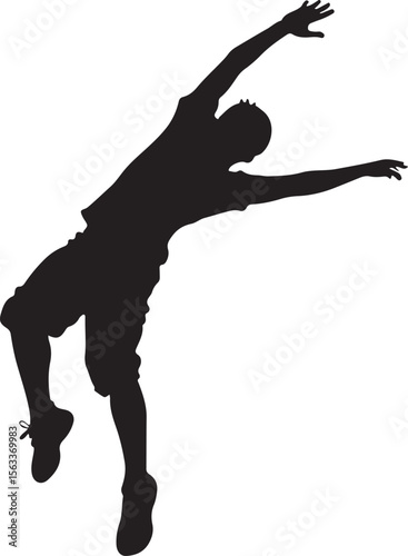 a young man doing parkour jump vector silhouette, isolated white background