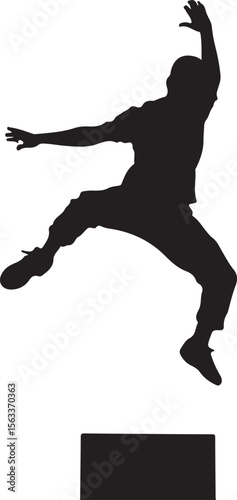 a young man doing parkour jump vector silhouette, isolated white background