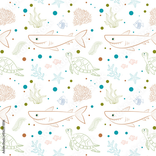 ocean pattern template cute repeating hand drawn species