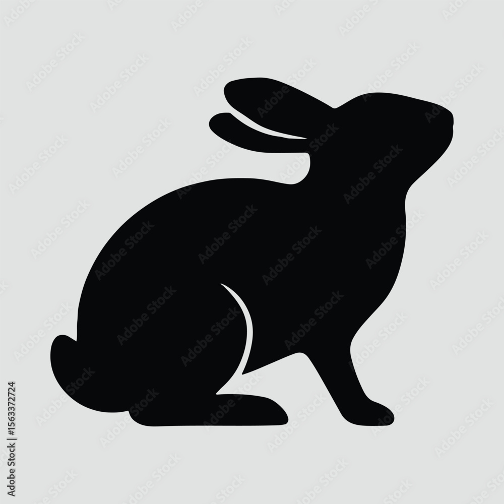 Obraz premium Silhouette cute rabbit sitting in profile view vector illustration