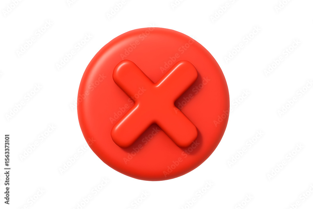 Fototapeta premium Red X button, digital interface, rejection, error, negative, close, cancel, website, app, 3D render