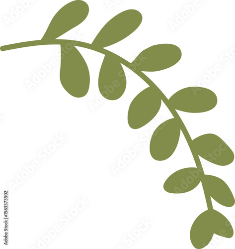 Minimalist Green Leaf Branch Illustration

