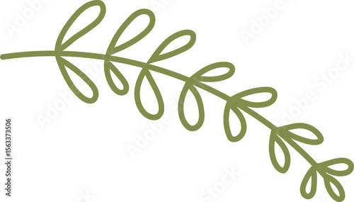 Minimalist Green Leaf Branch Illustration

