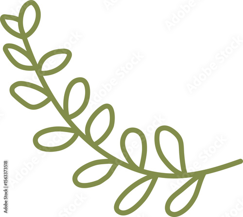 Minimalist Green Leaf Branch Illustration

