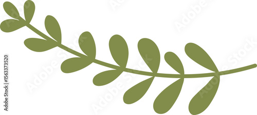 Minimalist Green Leaf Branch Illustration

