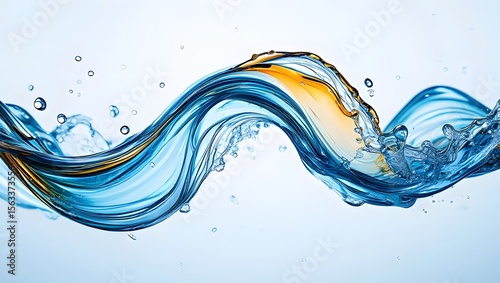 Stock photo of abstract blue and gold water splash wave background for design element