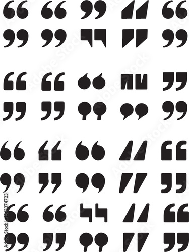 Quotation Marks Vector Set - Speech Bubble Punctuation