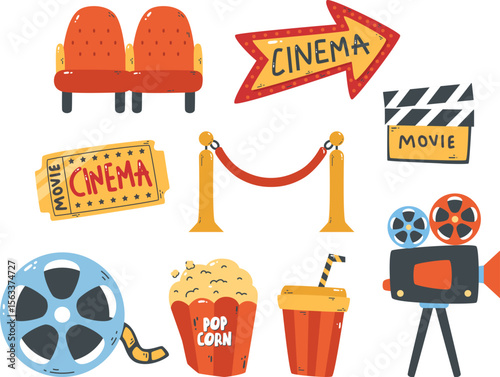 Collection of Cinematography Vector Illustration