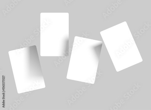 Empty playing cards flying mockup