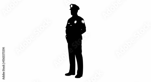 Police Officer Silhouette Vector – Law Enforcement, Security, and Public Safety Illustration

