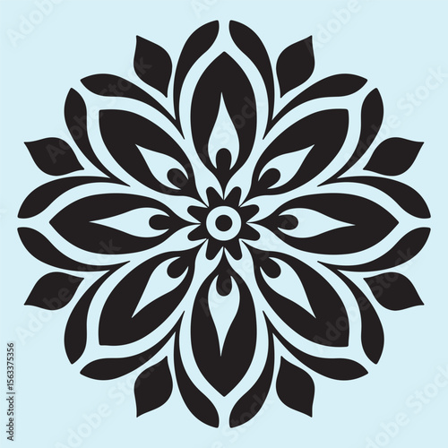 Elegant Floral Mandala Design Silhouette