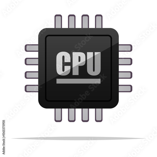 CPU processor chip vector isolated illustration