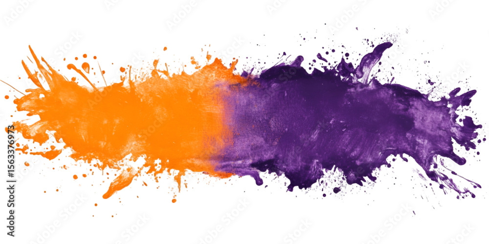 Obraz premium Purple and Orange Abstract Paint Burst Isolated on Transparent Background