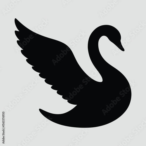 Fototapeta Naklejka Na Ścianę i Meble -  Silhouette elegant swan bird icon isolated black vector illustration