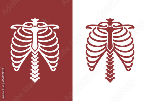 Human Ribcage Spine Vector Icon – Medical Skeleton Anatomy Design