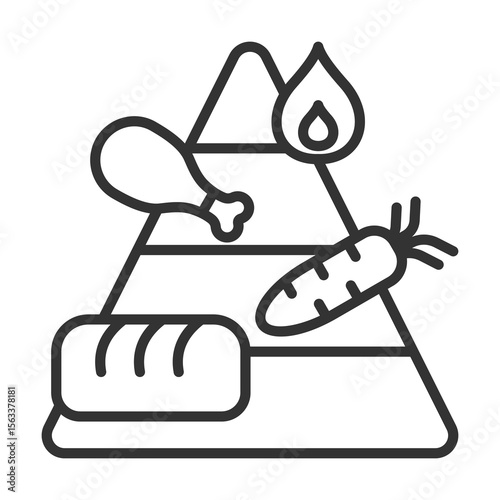 Food Pyramid Icon Outline Style. Vector Illustration Design